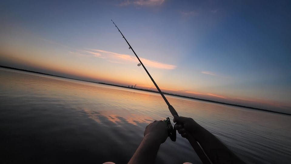 Fishing, River view, Sunset