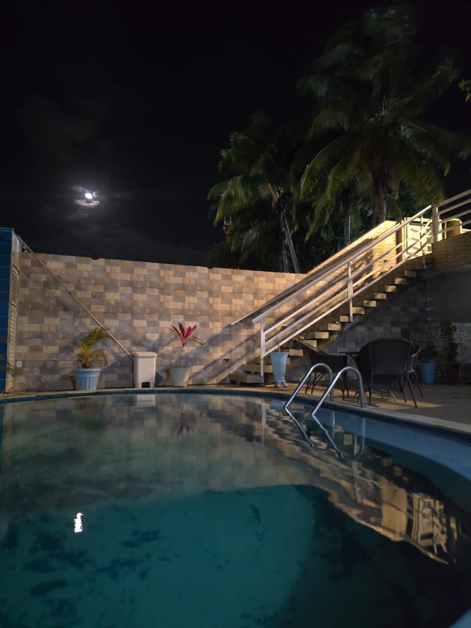 Night, Pool view, Swimming pool