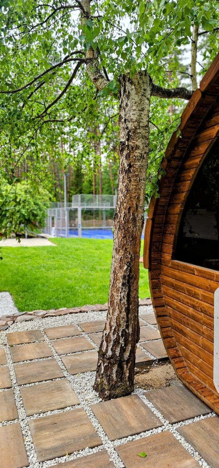 Natural landscape, Sauna, Tennis court, Garden view