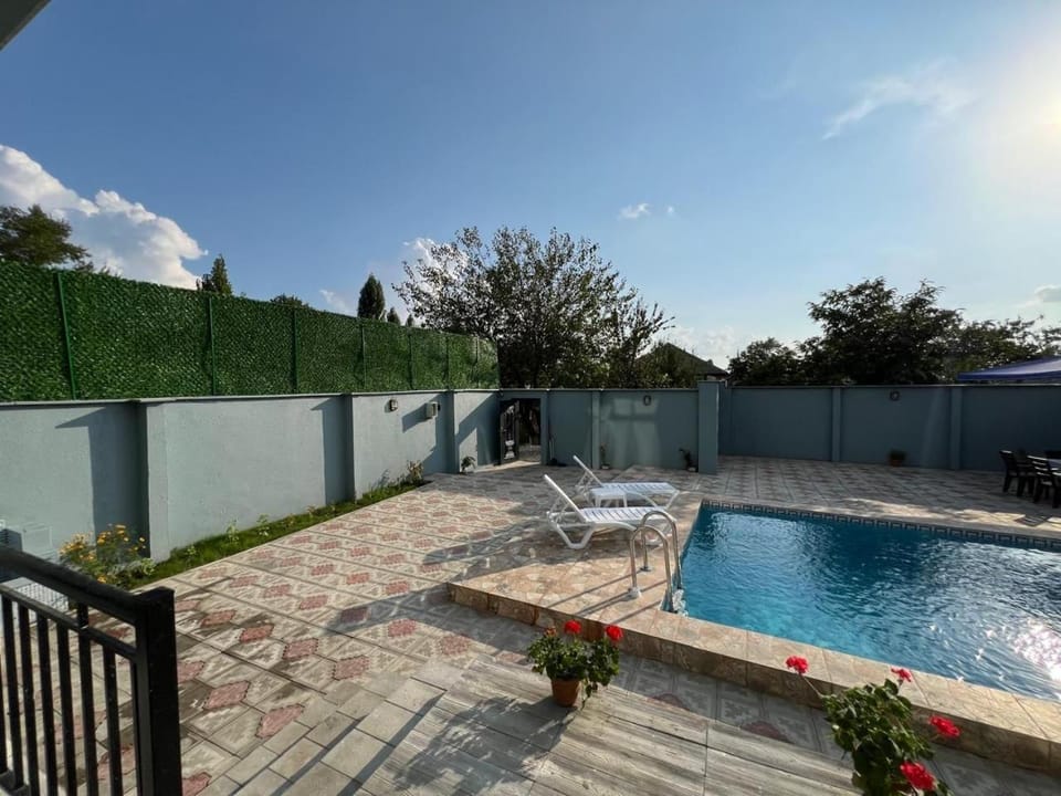 Patio, Day, Natural landscape, Pool view, Swimming pool, sunbed