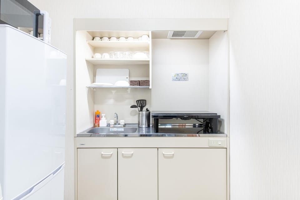 Kitchen or kitchenette, stove