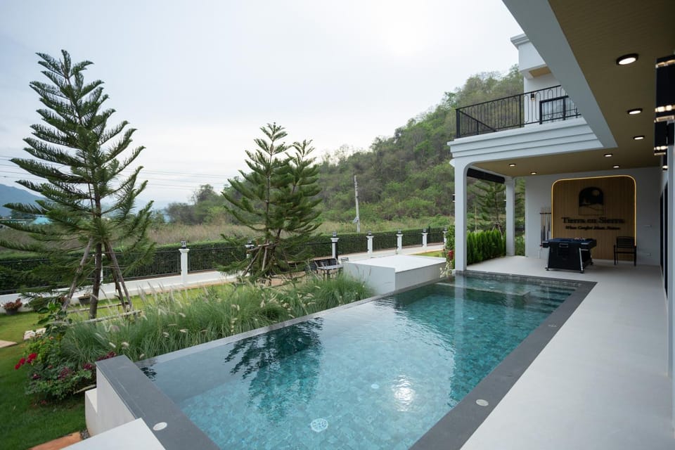 Property building, Day, Natural landscape, Garden, Garden view, Pool view, Swimming pool