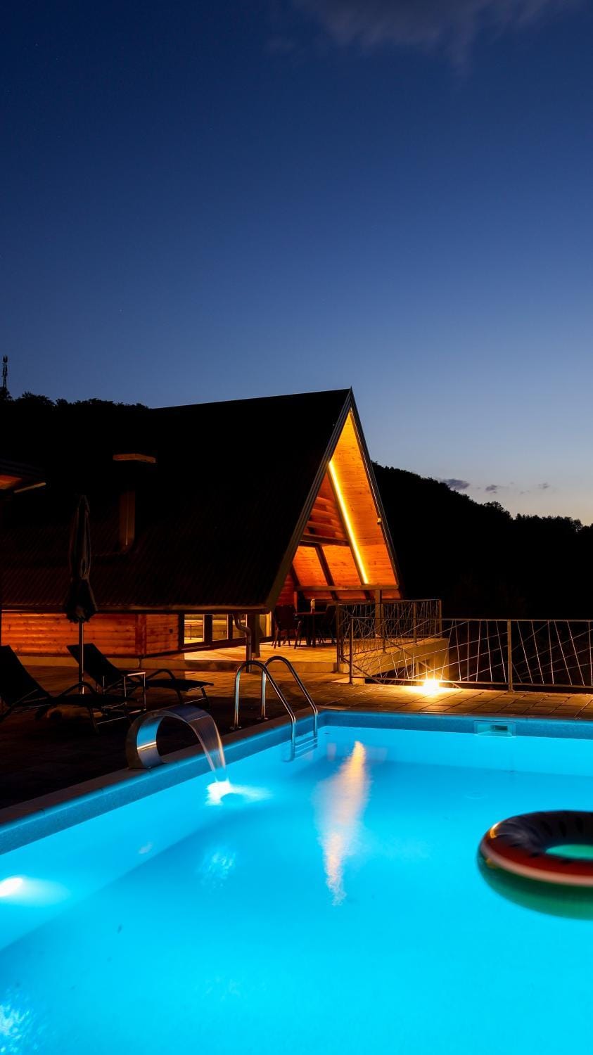Night, Natural landscape, Pool view, Swimming pool
