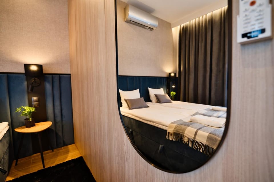 Bed, Photo of the whole room, Bedroom, towels, air conditioner