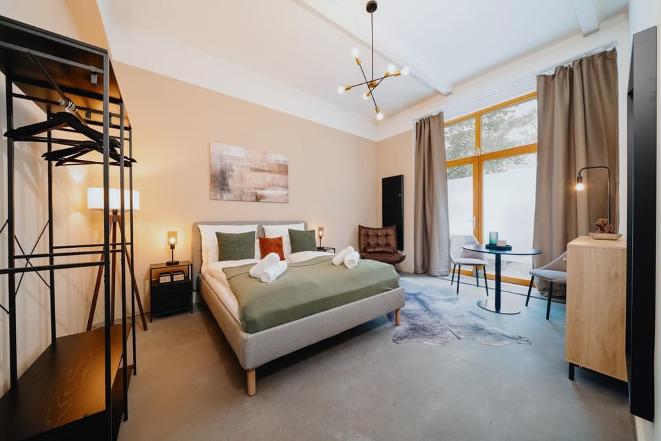 Bed, Photo of the whole room, Bedroom, towels, wardrobe