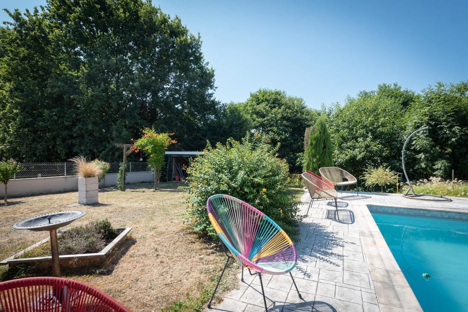 Property building, Living room, Swimming pool