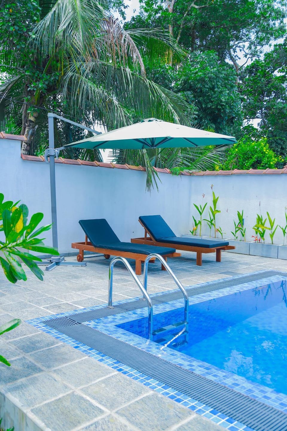 Swimming pool, sunbed