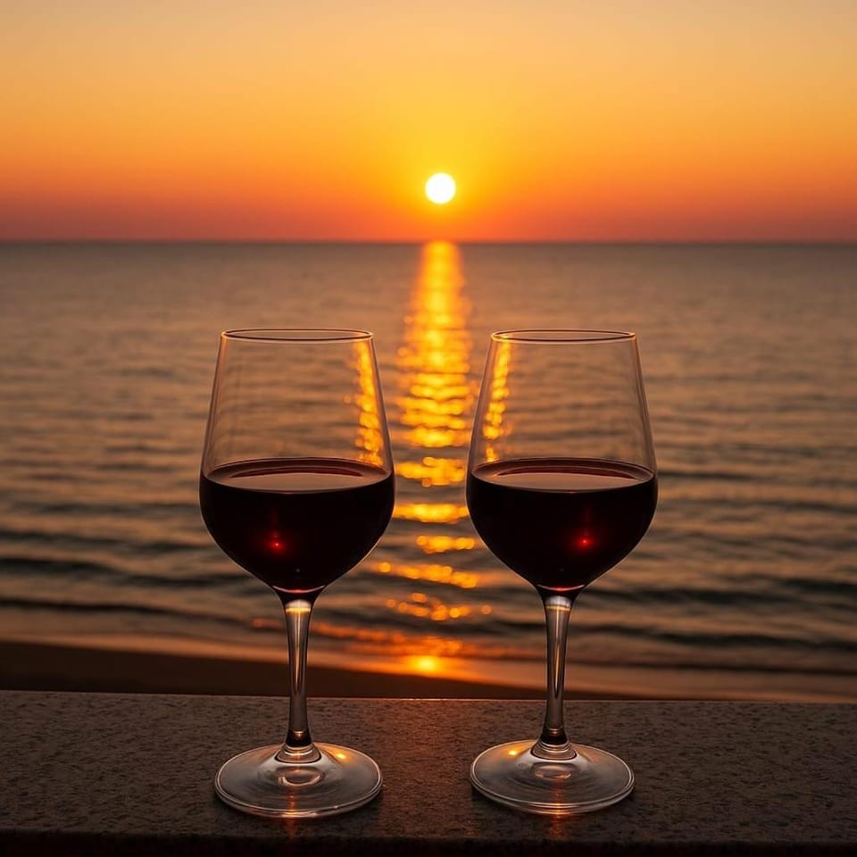 Beach, Sea view, Drinks, Sunset