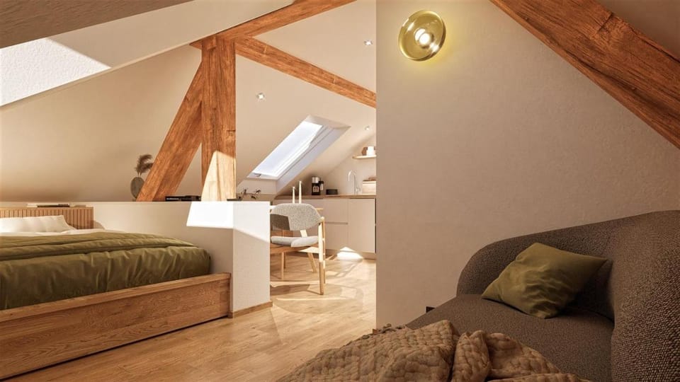 Bed, Seating area