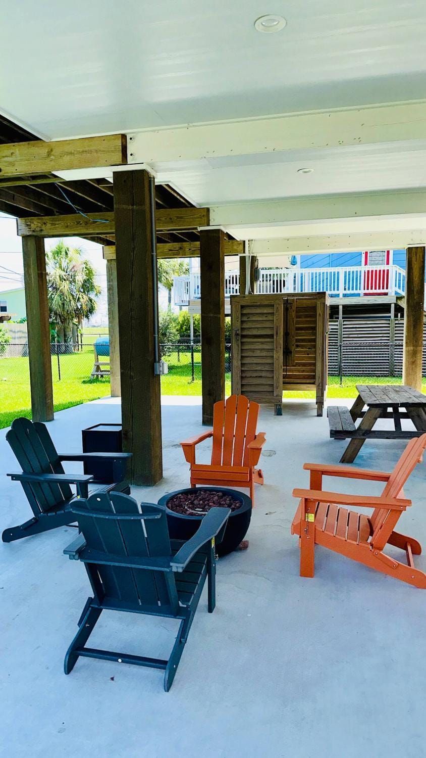 Patio, Night, BBQ facilities, Seating area