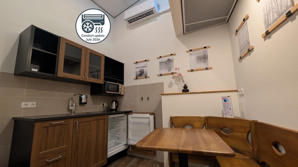 Kitchen or kitchenette, Seating area, furniture, kitchen, air conditioner