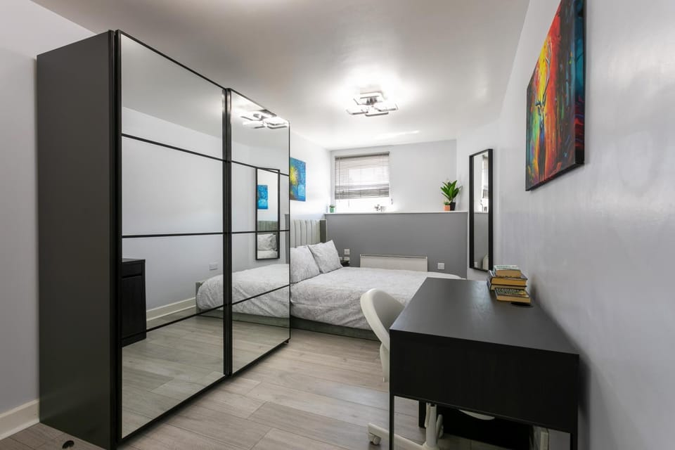 Bed, Bedroom, hair dryier, storage, wardrobe