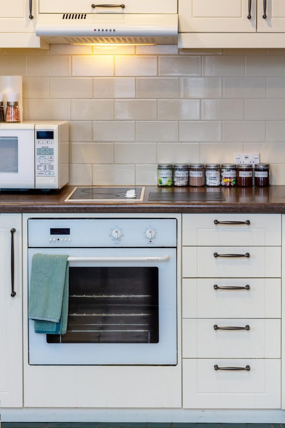 Kitchen or kitchenette, stove, toaster