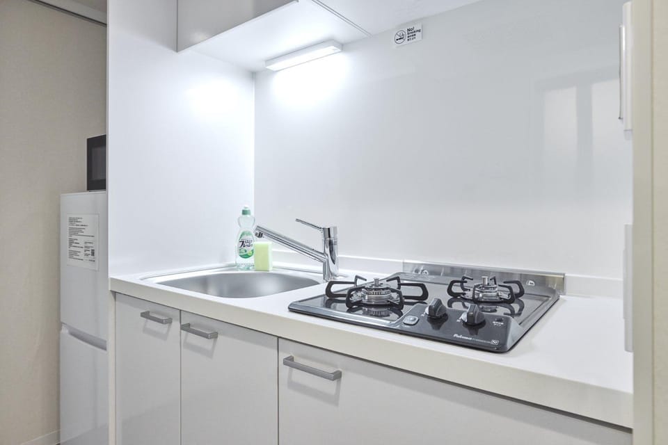Kitchen or kitchenette, stove