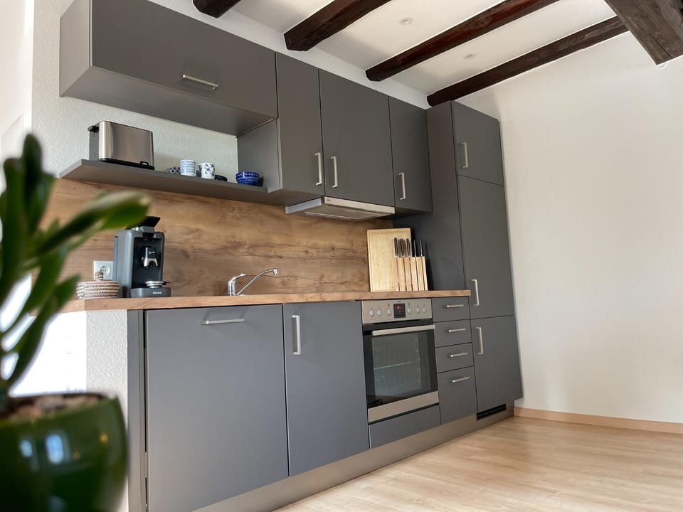 Kitchen or kitchenette, oven, stove