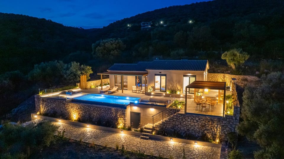 Property building, Night, Pool view, Swimming pool