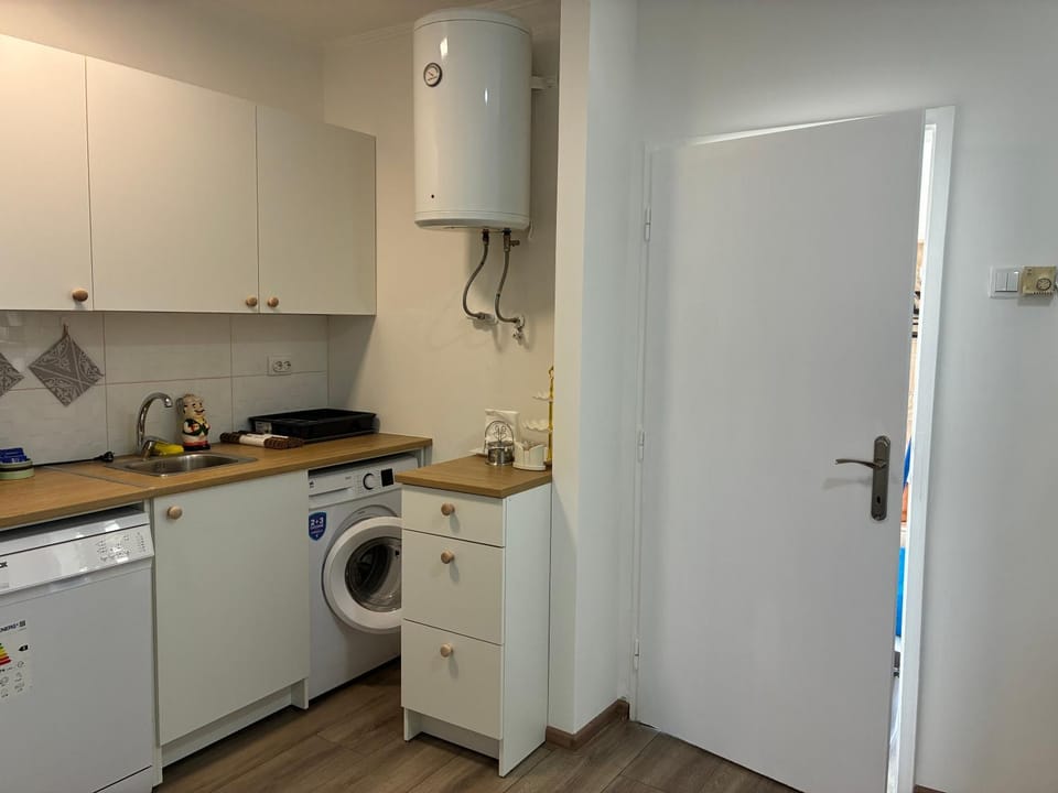 Kitchen or kitchenette, dishwasher, washing machine