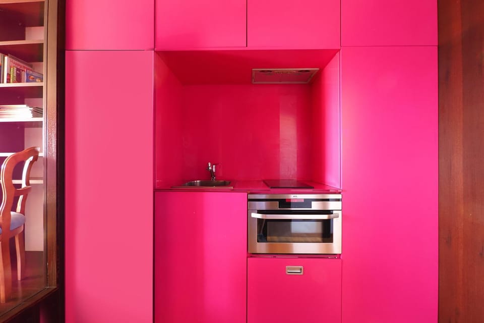 Kitchen or kitchenette, stove