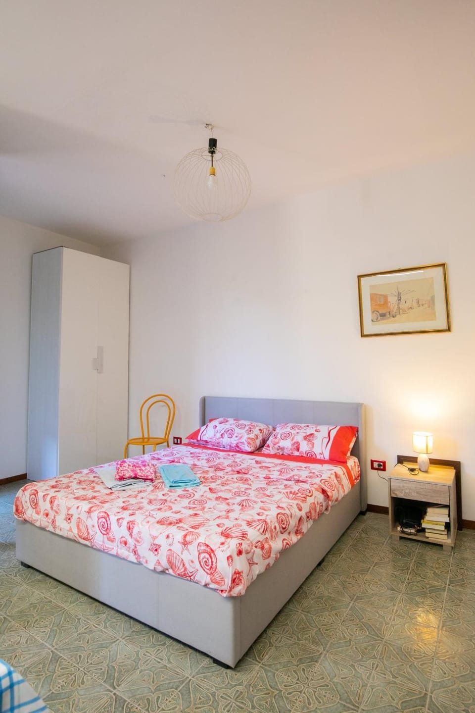 Bed, wardrobe