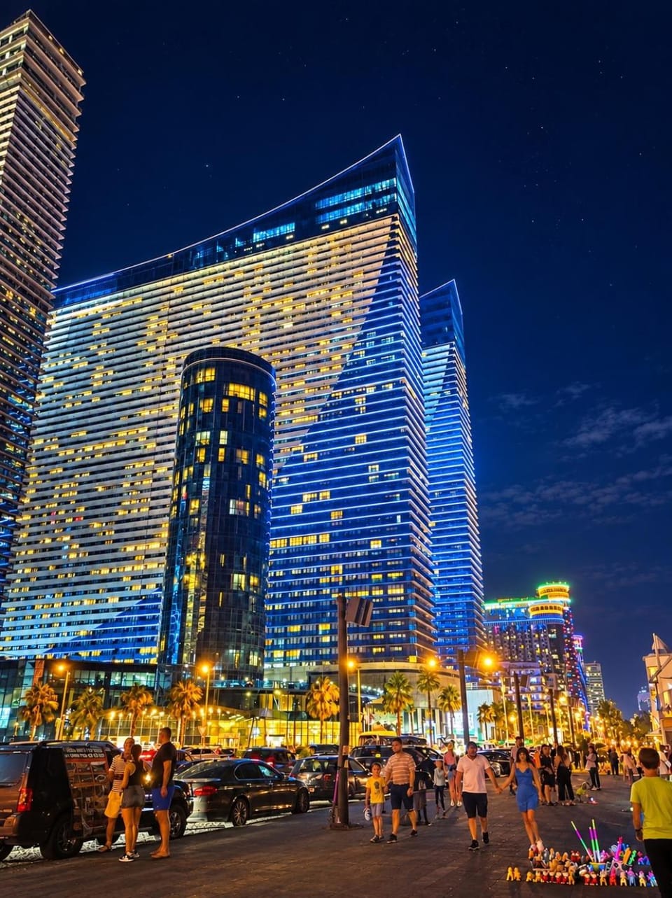 Property building, Night, City view, Location