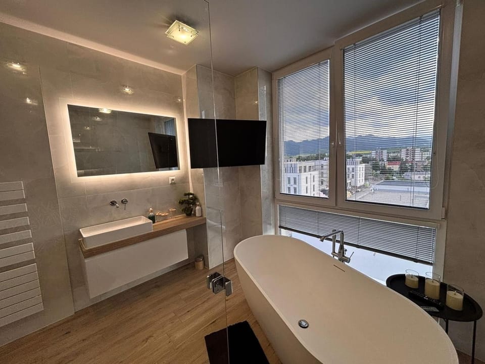 Bathroom, TV and multimedia, City view, City view, Mountain view, Bath