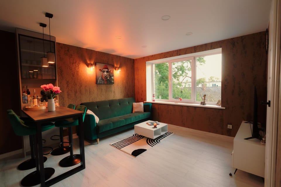 Bed, Living room, Dining area, minibar