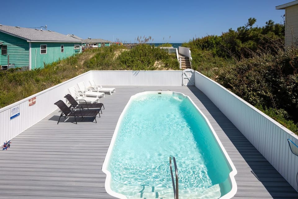 Nags Head Oceanfront Private Beach Access & Pool House in Nags Head