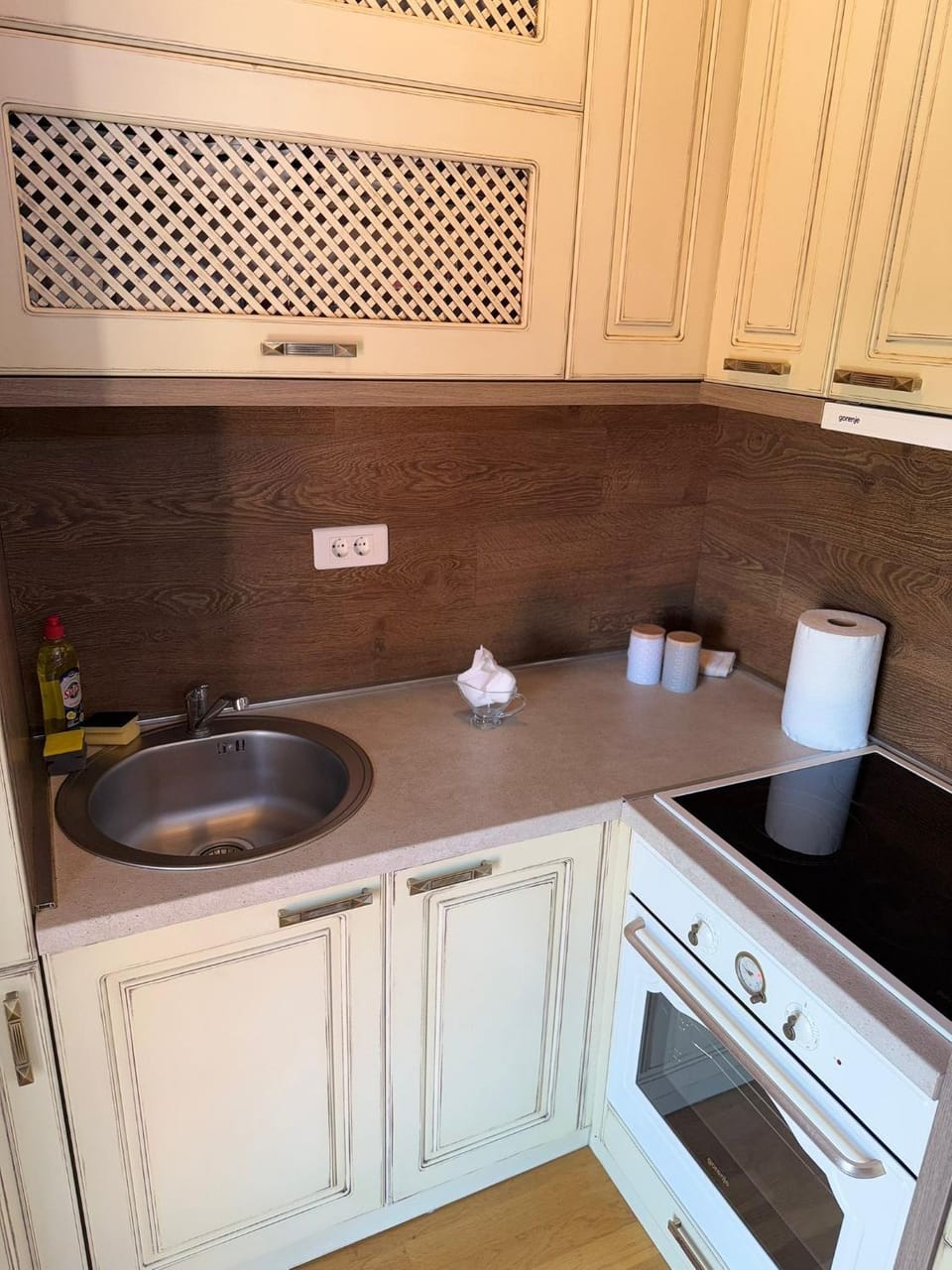 Kitchen or kitchenette, stove