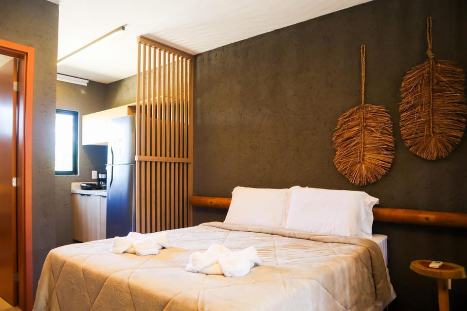 Bed, wardrobe