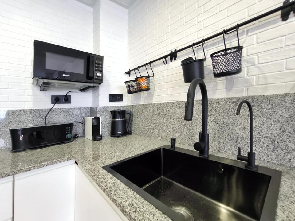 Kitchen or kitchenette, dishwasher, stove