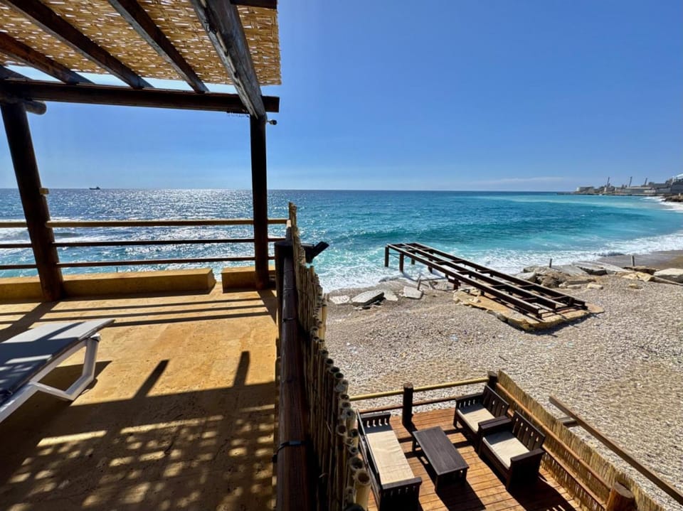 Day, Beach, Sea view, sunbed