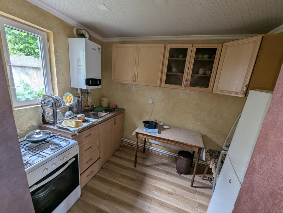 Kitchen or kitchenette, dishwasher, oven, stove