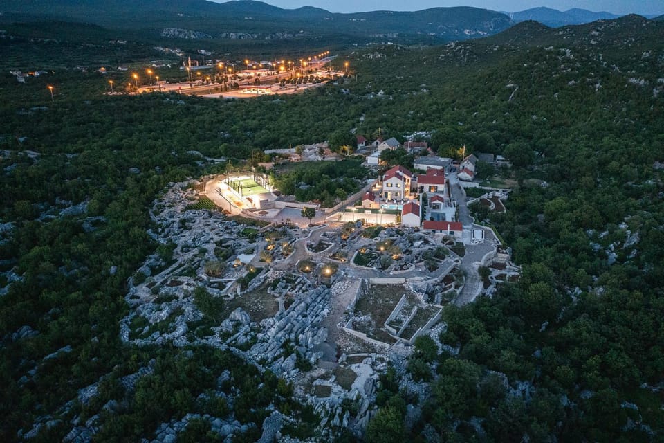 Nearby landmark, Night, Natural landscape, Bird's eye view, Mountain view