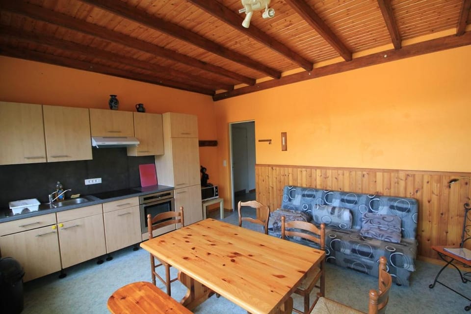 Kitchen or kitchenette, Living room, Dining area, oven, stove