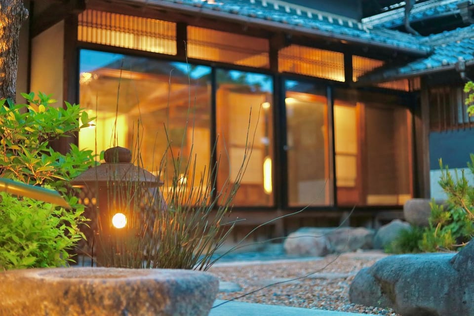 Property building, Night, Garden, Garden view