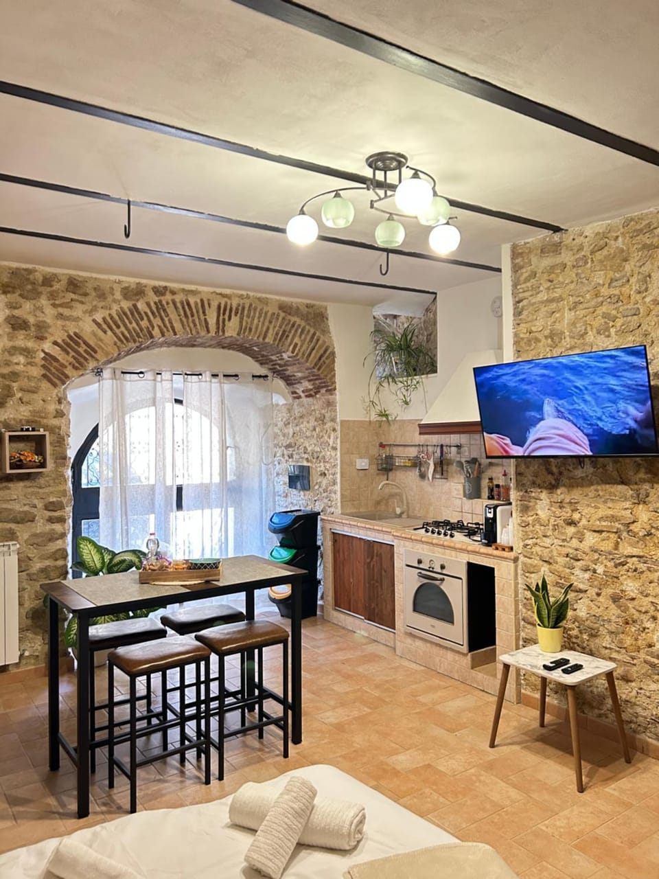 TV and multimedia, Kitchen or kitchenette, Dining area, stove
