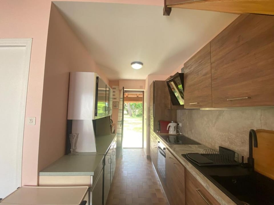 Kitchen or kitchenette, dishwasher, oven, stove