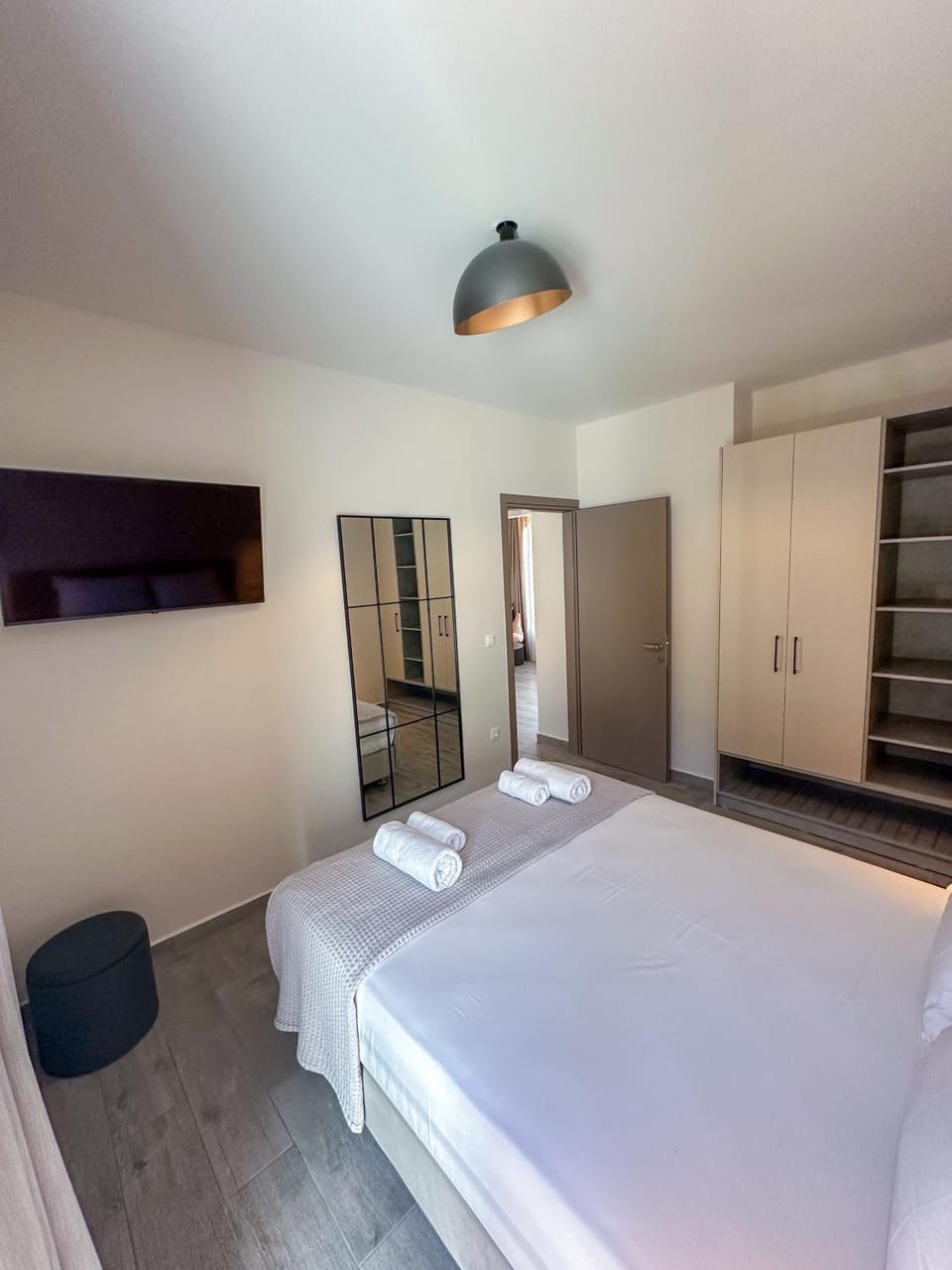 Bed, Photo of the whole room, Bedroom, towels, wardrobe