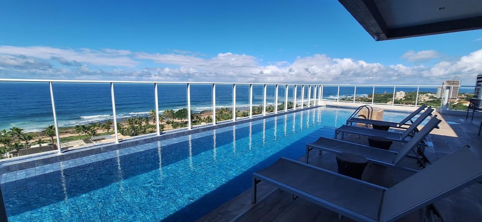 Day, Natural landscape, View (from property/room), Balcony/Terrace, Pool view, Sea view, Swimming pool, Swimming pool
