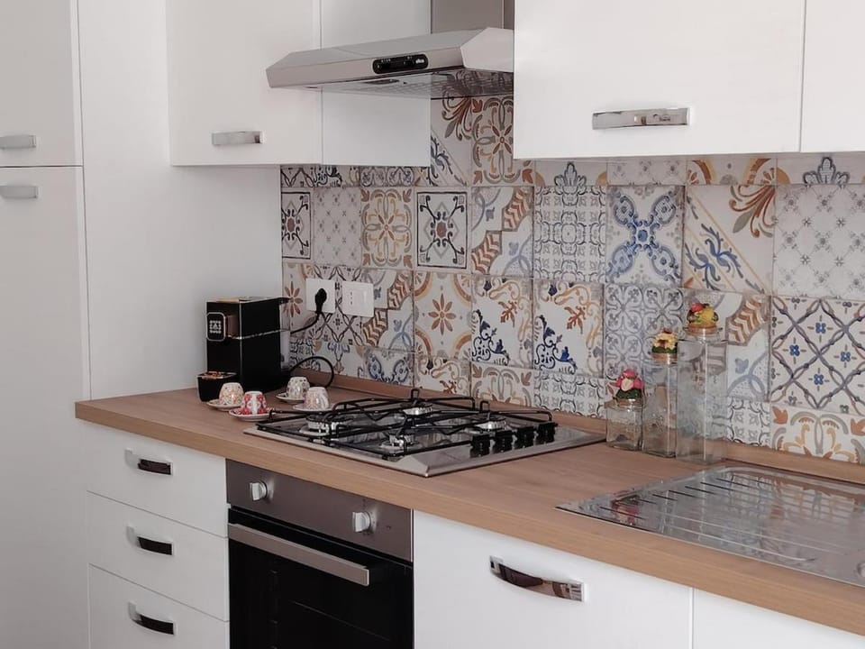Kitchen or kitchenette, stove