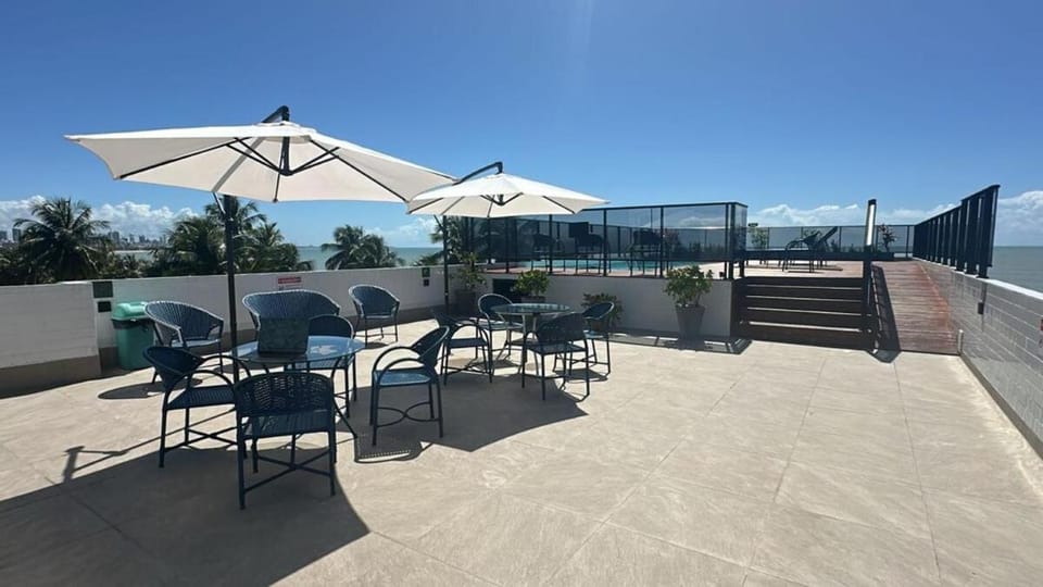 View (from property/room), Balcony/Terrace, Pool view, Swimming pool, sunbed