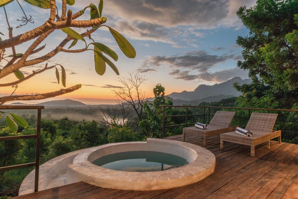 Natural landscape, Mountain view, Swimming pool, Sunrise, Sunset