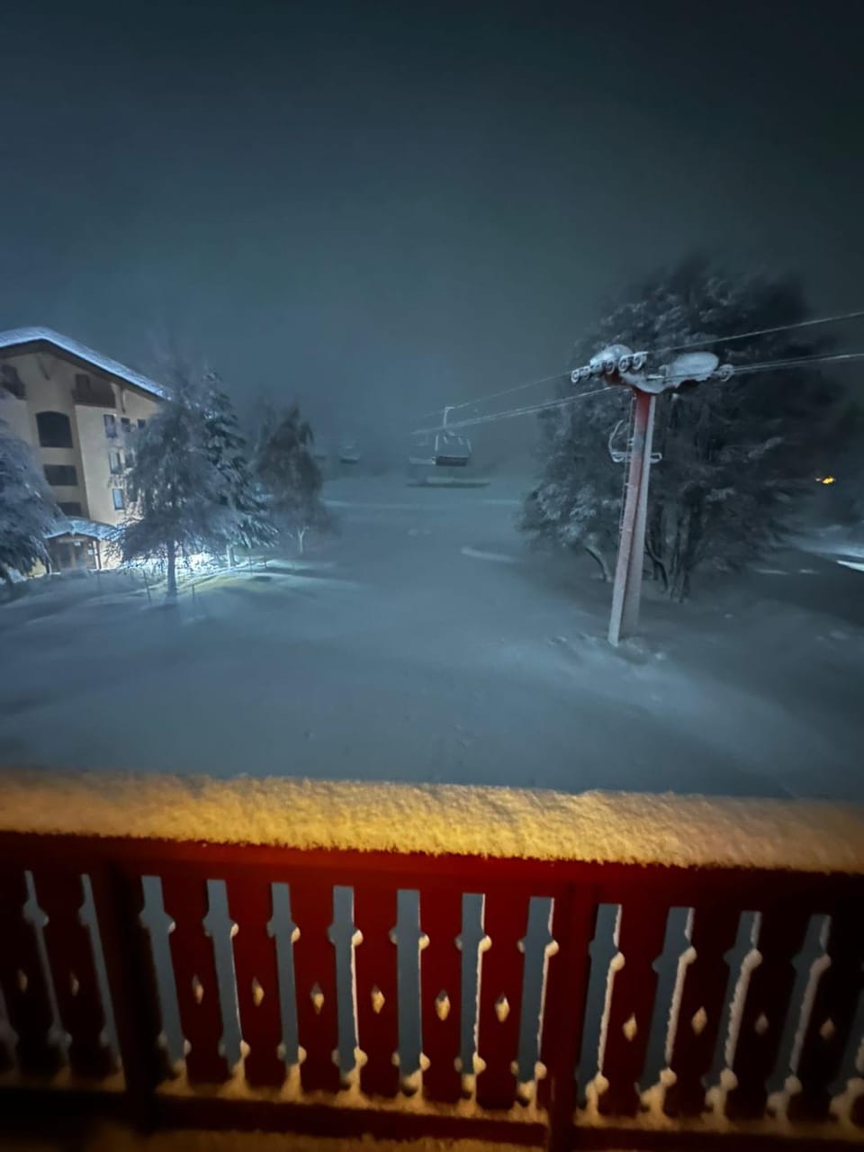 Property building, Night, Winter