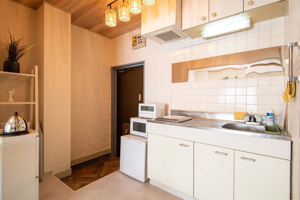 Kitchen or kitchenette, stove