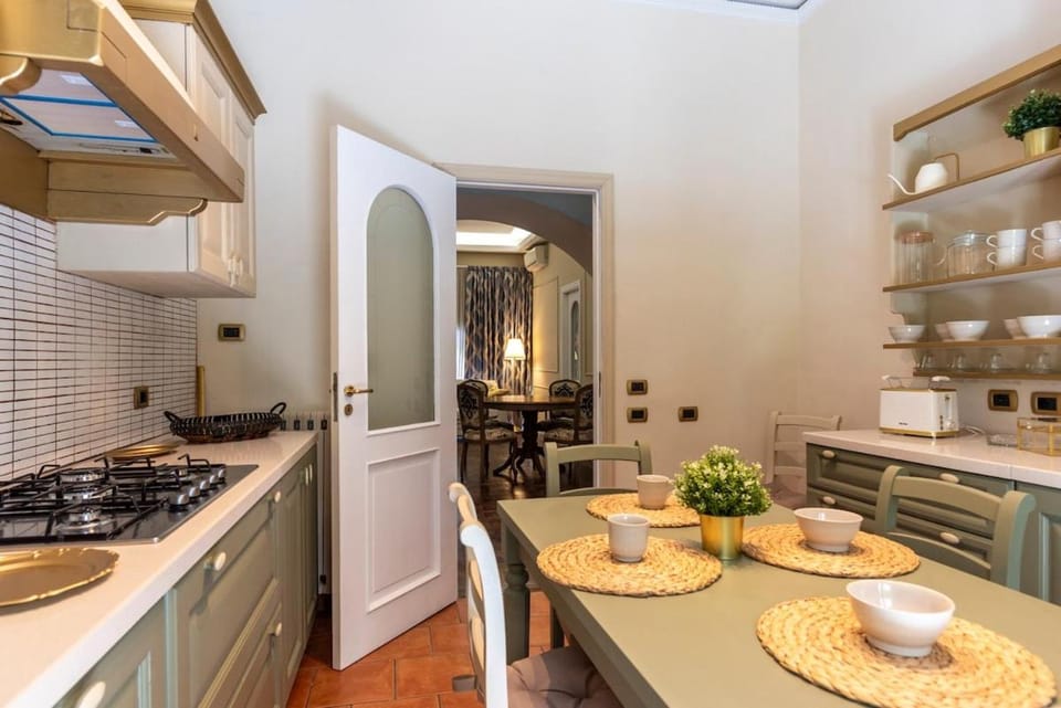 Kitchen or kitchenette, stove