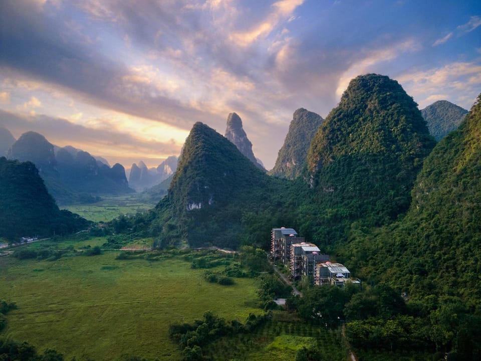 Nearby landmark, Natural landscape, Bird's eye view, Mountain view