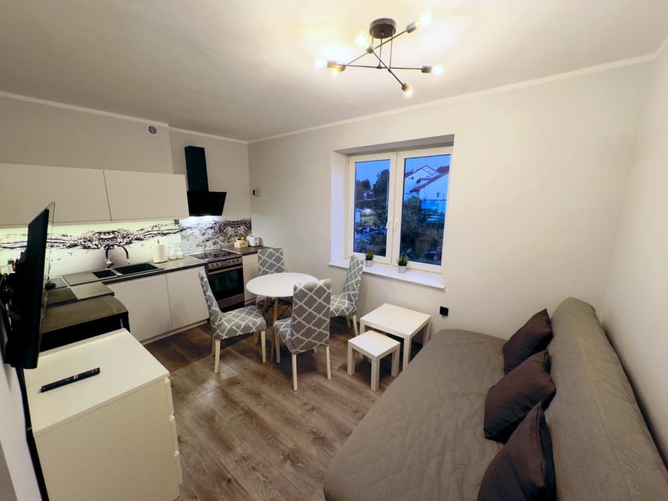 Kitchen or kitchenette, Living room, Seating area