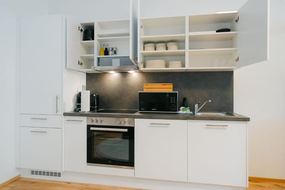 Kitchen or kitchenette, dishwasher, oven, stove