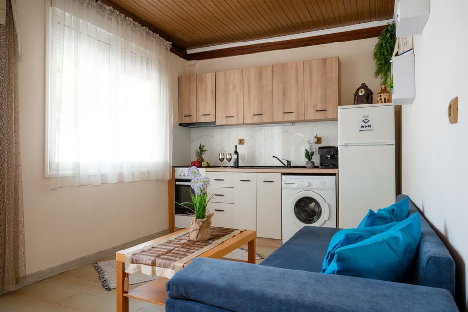 Kitchen or kitchenette, Living room, Seating area, Dining area, oven, pet friendly, stove, washing machine