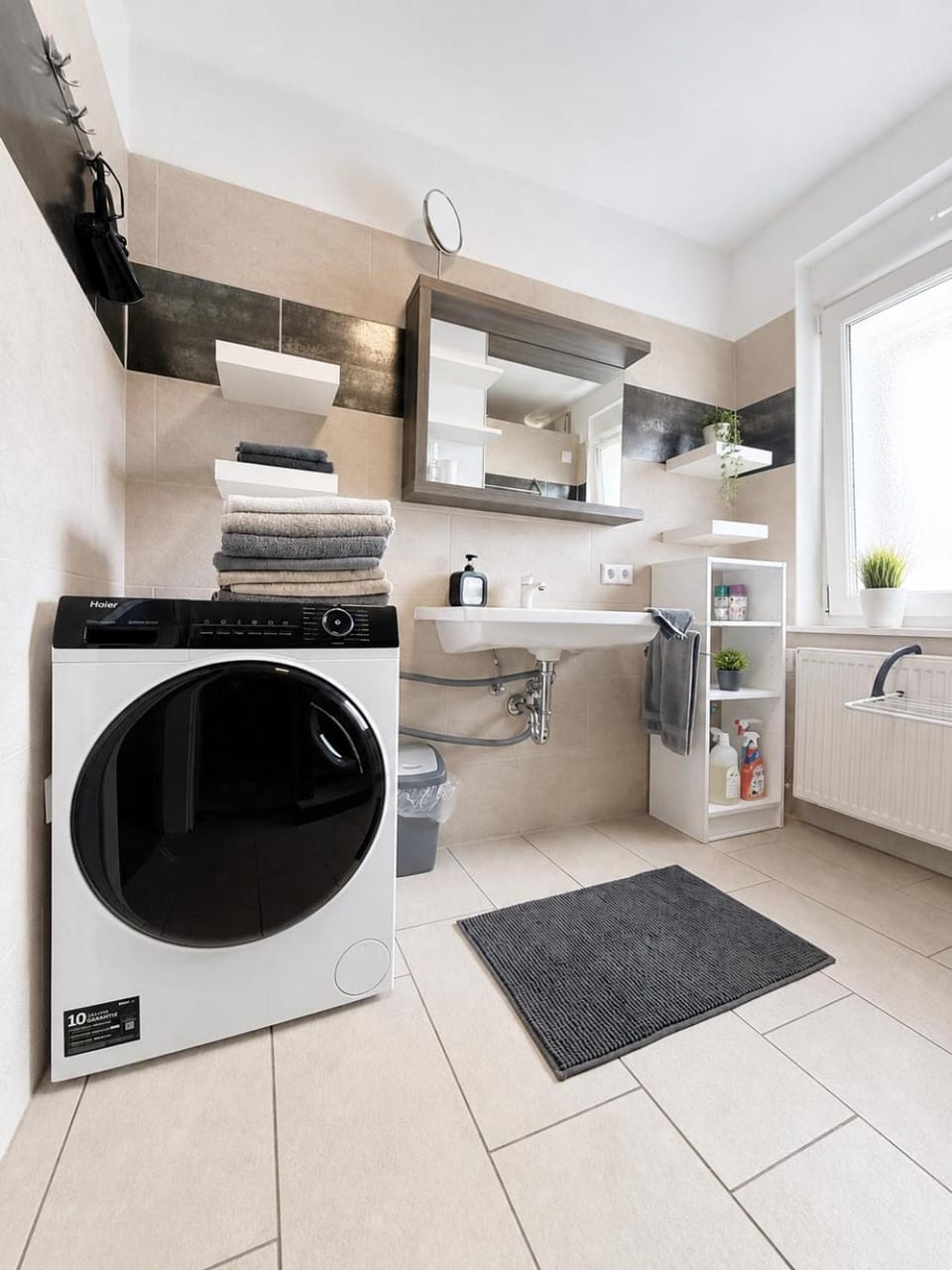 Shower, Bathroom, hair dryier, washing machine, dryer